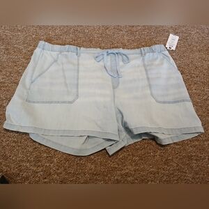 Terra & Sky Light Blue Elastic Waist Pull-On Shorts with Drawstring